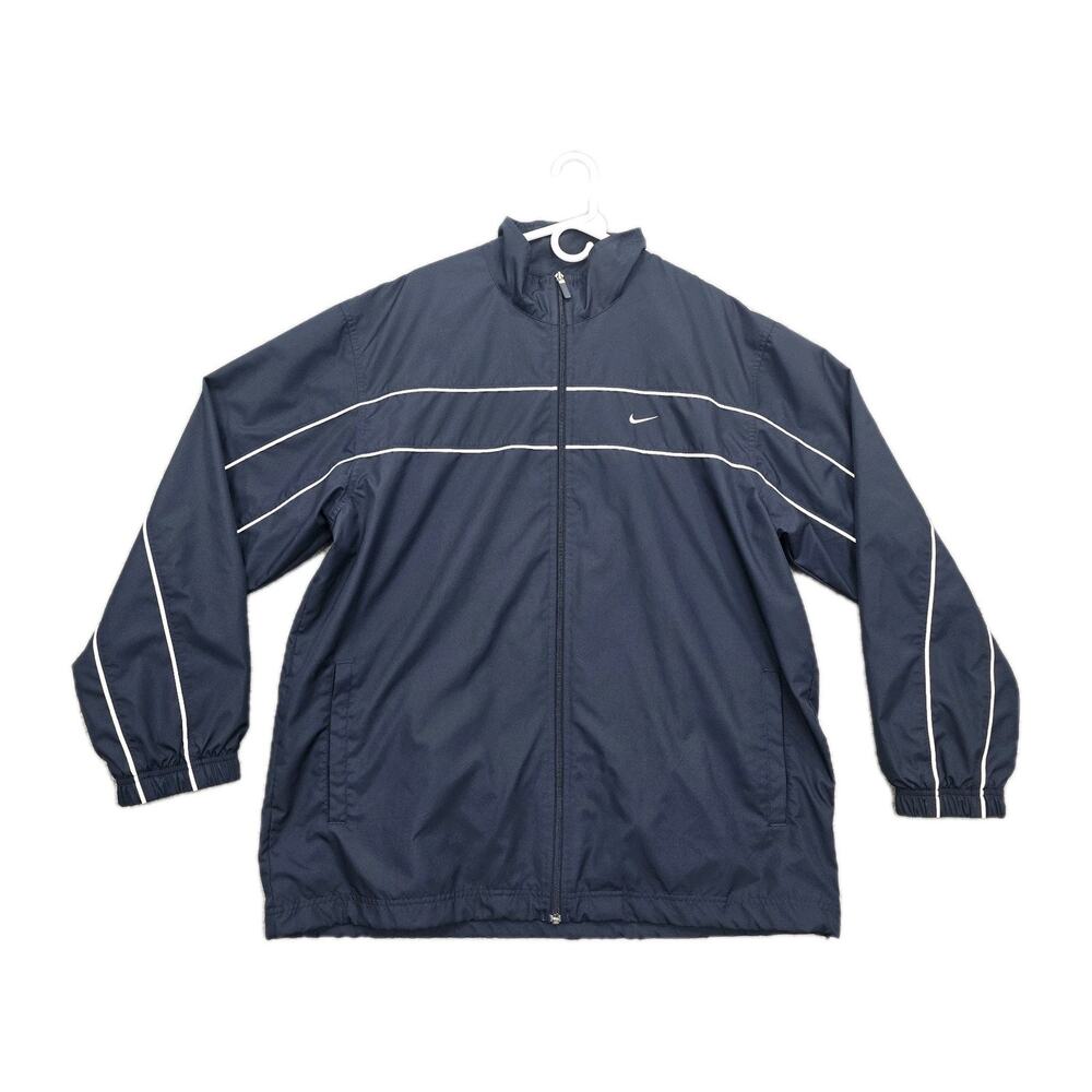 Nike Windbreaker Jacket Mens XL Track Coat Logo Swoosh Blue Full Zip 245579-451